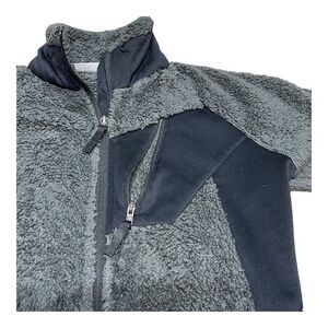 Columbia Gray Fleece Full Zip Jacket Women Small Black Accents Zip Pockets Cargo